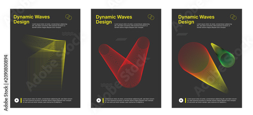 Tableau sur toile Dynamic yellow lines create a receding grid pattern on a dark background