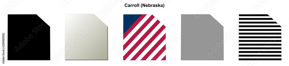 Fototapeta premium Carroll (Nebraska) blank outline map set