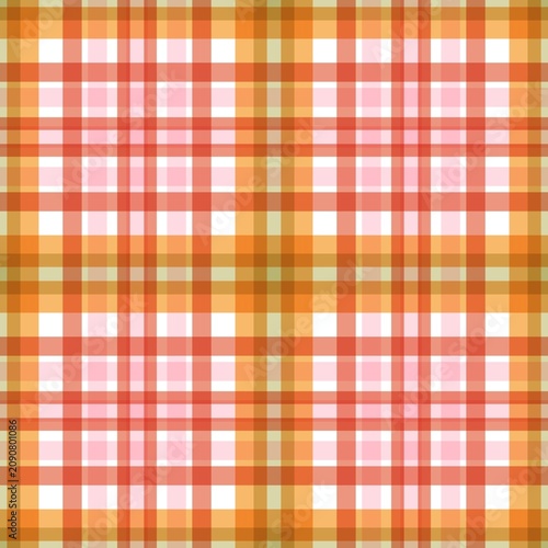 Seamless Vibrant Orange and Pink Plaid Pattern Background