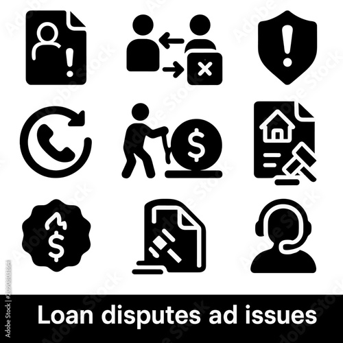 Dispute hardship financial vector repair collection icon action icons call loan badge