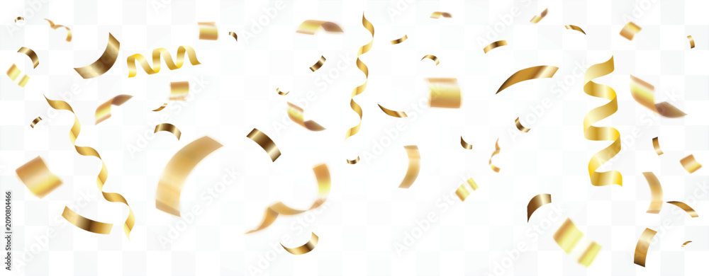 Fototapeta premium Gold confetti celebration. Celebration background, gold confetti border, party banner