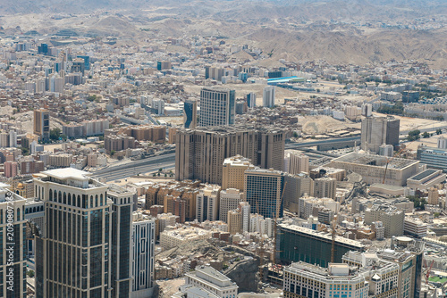 High Angle View Of Sprawling Desert City Featuring Modern Skyscrapers