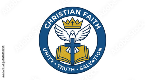 Schilderij op canvas Christian faith logo with dove and crown.