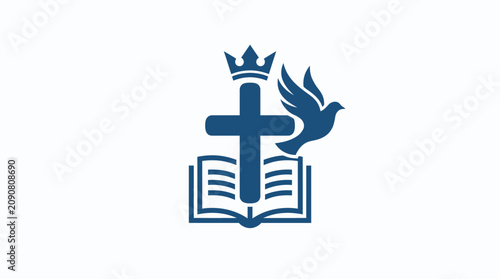 Foto Christianity symbol with cross, book and dove.