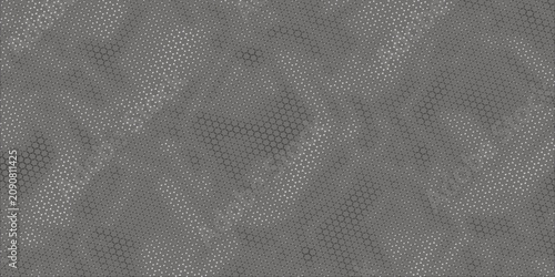 Abstract Gray Hexagon Pattern Mesh Texture With Subtle Dot Grid and Geometric Overlay