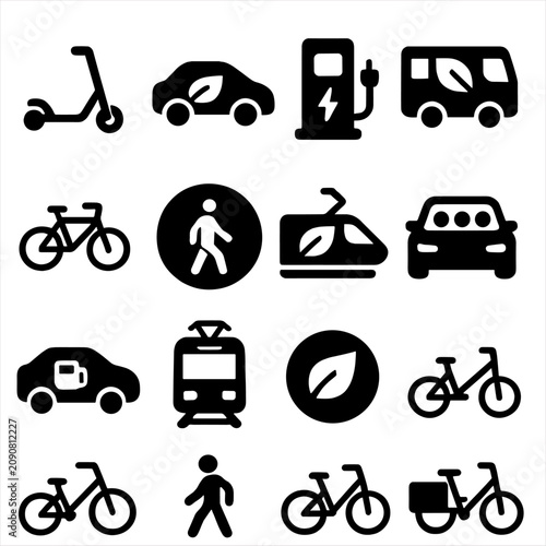 Vector green car icon hybrid icons charging transport zone low station carpool