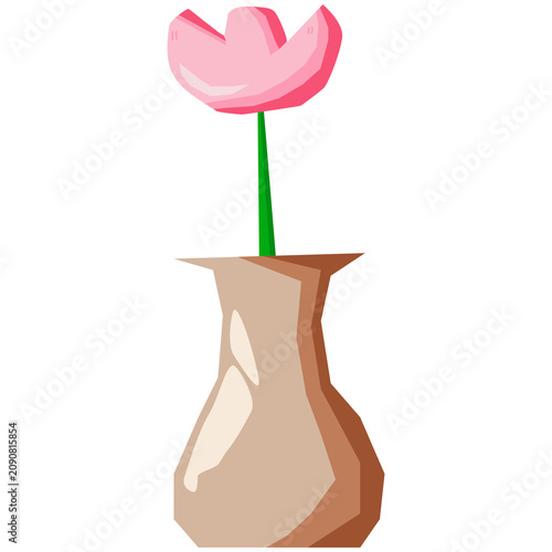 Pink flower in a vase illustration