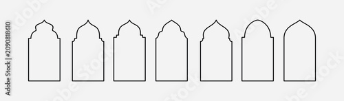 Shape Islamic door and window silhouette Arabic arch. Collection of patterns in oriental style.