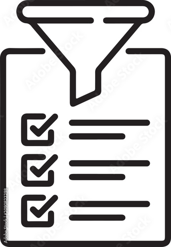 Фотография Filter checklist with funnel icon for sorting tasks and refined results UI black