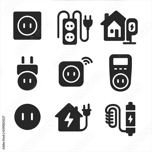 Charging outlet energy icons vector home icon protector station adapter plug