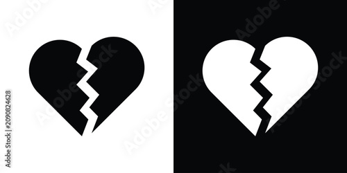 Canvas Print Broken heart icon editable graphic series