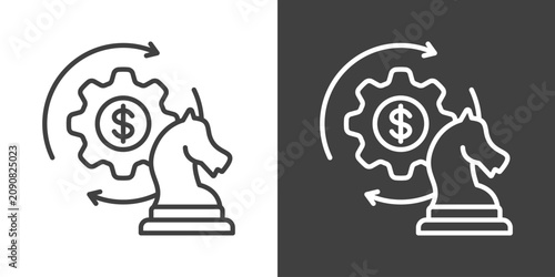 Cuadro en lienzo Strategic Decision Icon Set Vector Collection Isolated In Black And White