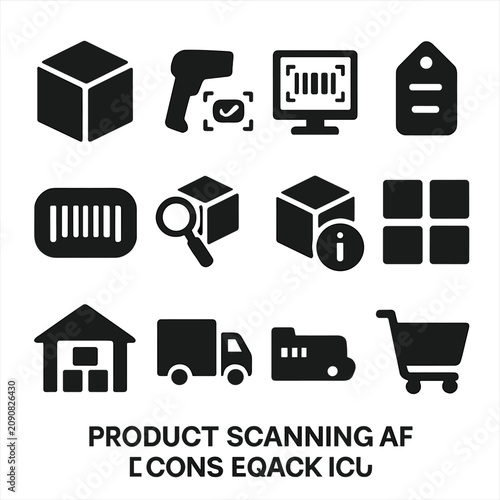 Product stock icons icon check price vector barcode delivery warehouse scanning scan