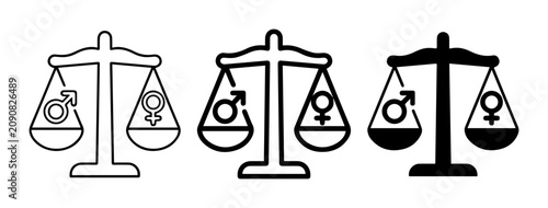 Fotografía Gender Equality Scales, Balance Symbol, Justice Icons, Male Female Balance