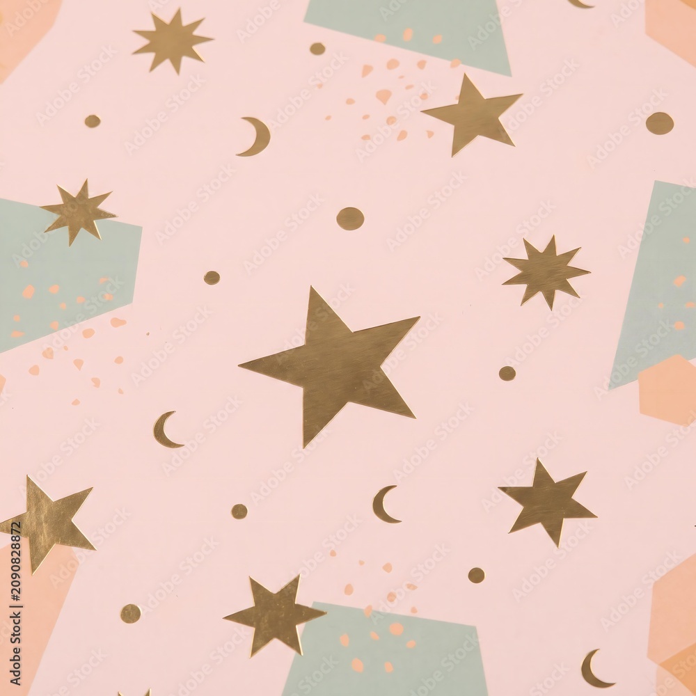 Obraz premium Perfectly Seamless Luxury Gold Celestial Star and Moon Pattern