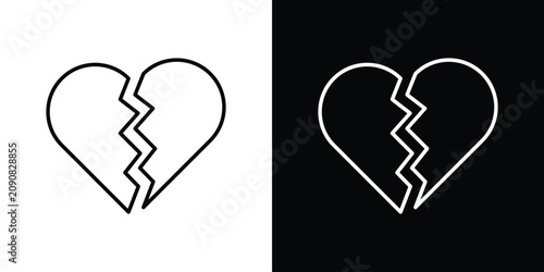 Fotografie Broken heart icon line illustration group