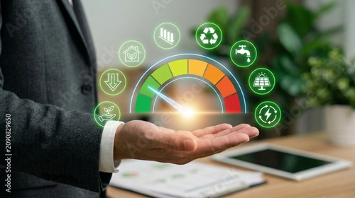 Corporate ESG Sustainability Performance Gauge Visualization