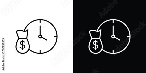 Fixed deposit icon line illustration group