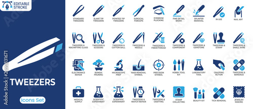 Obraz na płótnie Tweezers icon set