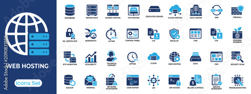 Bild auf Leinwand Web Hosting icon set
