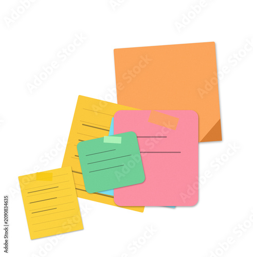 Photography Colorful sticky notes paper collection for office reminders