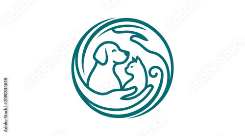 Quadro su tela Logo of a dog and cat.