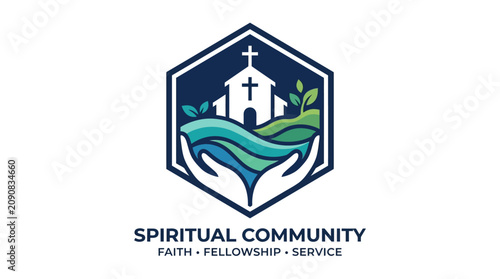Foto Spiritual community faith fellowship service logo.