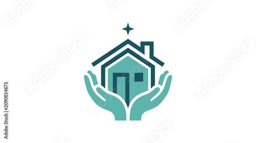 Quadro em tela A house protected by hands.