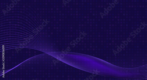 Neon wave business technology background with dark purple tile pattern, abstract flowing lines, digital grid texture and futuristic design for corporate presentation or website header