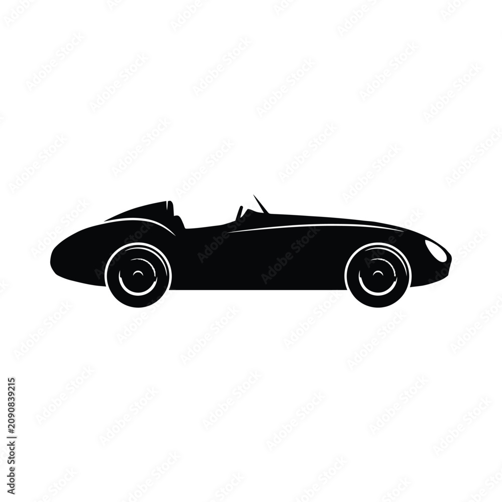 Obraz premium Vintage race car silhouette against a white background simple vector graphic