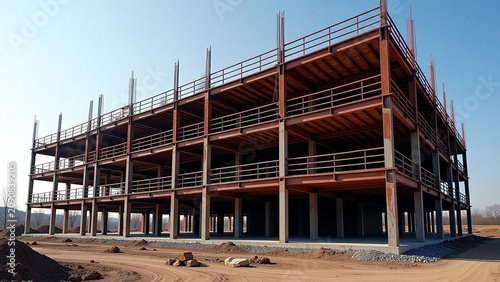 Style concept nature landscape iteration building construction of metal steel framework outdoors ar beautiful modern