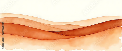 Gentle abstract waves painted in warm terracotta and burnt orange hues, creating a layered, organic, and serene natural landscape.
