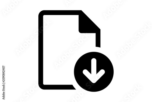 Photos Black Document Download Arrow Icon isolated on transparent background file impor