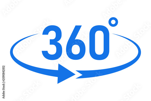 Tableau sur toile Vibrant Blue 360 Degree Horizontal Panoramic view Icon isolated on transparent b