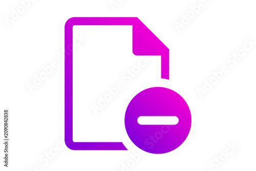 Fotografie Vibrant Pink Magenta Document Delete Minus Icon isolated on transparent backgrou