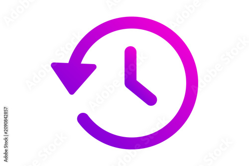 Vibrant Pink Magenta History Clock Counterclockwise Arrow Icon isolated on transparent background time backup recovery