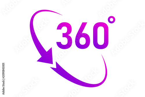 Vibrant Pink Magenta 360 Degree Panoramic View Rotation Icon isolated on transparent background vr display loop
