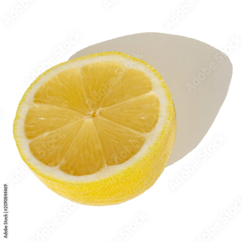 Lemon Half Facing Up with Dramatic Hard Shadow Isolated on Transparent Background