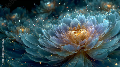 Cosmic crystal lotus glowing petals Images