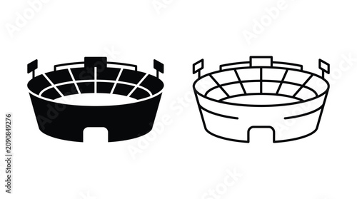 Stadium Silhouette In Black And White Linear Style Silhouette