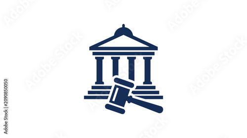 Court gavel and building icon.
