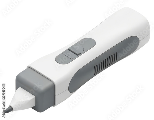 White motorized precision eraser tool for artists on transparent background