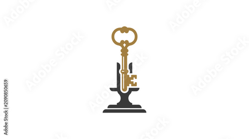 Tablou pe pânză Close up of gold key.