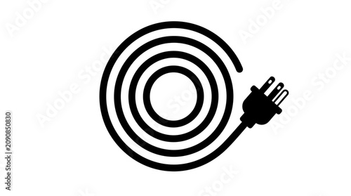 Coiled Electric Power Cord Plug.