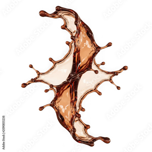 Brown liquid splash isolated on a transparent background fluid dynamic