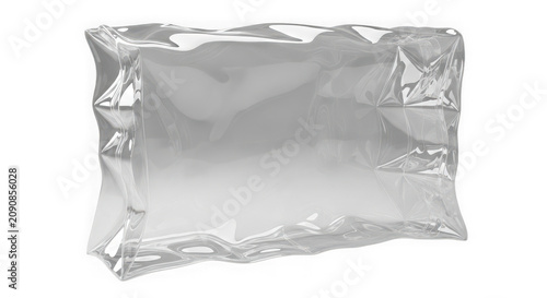 Crumpled clear plastic bag isolated on a transparent background wrinkled shiny