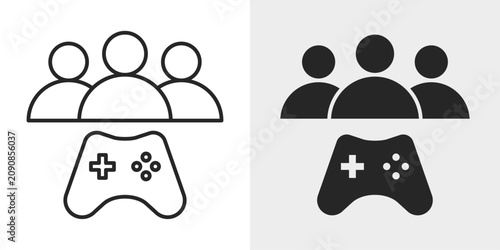 Vászonkép Multiplayer Icon represents online multiplayer gaming, team play.