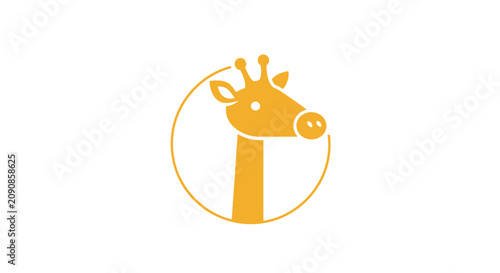Obraz na plátne Minimalist orange giraffe head inside a circle logo.