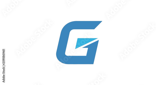 Konstfotografi Modern blue italic letter G with lightning bolt.