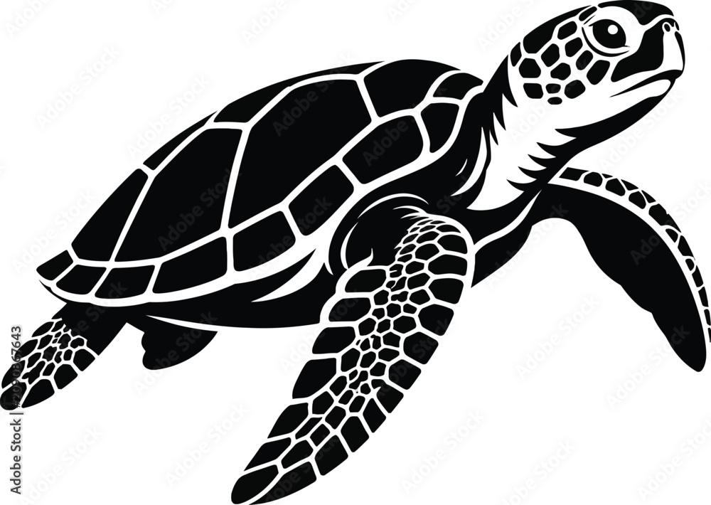 Fototapeta premium Minimalist Sea Turtle Silhouette